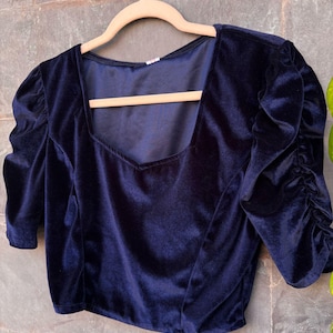 Velvet blouse Phantom Silk Saree Blouse for Women, Stitched Indian Blouse, hand embroidered blouse, Golden Blouse