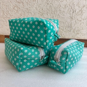 Handgefertigtes Schminktaschen-Set, Block Gedrucktes Kosmetiktaschen-Set 3-teilig, Nachhaltiges Indisches Block Gedrucktes Toilettenartikel-Aufbewahrungs-Set
