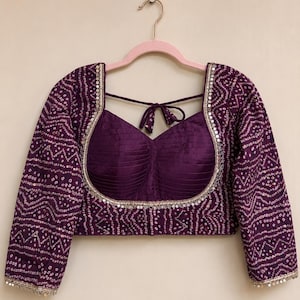 Designervinäger Badhani Spegelarbete Sari Blus, Choli för kvinnor, Blusar för Sari