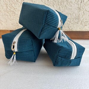 3er-Set Gesteppte Schminktasche, handgefertigte Kosmetiktasche, nachhaltige indische Blockbedruckung Kulturbeutel für Frauen, Rückgabegeschenk.