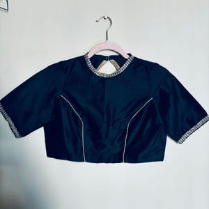 Black Band collar Women Blouse  – Indian Saree Blouse/lehenga /crop top /saree blouse/ sari blouse/Night Party/Festive