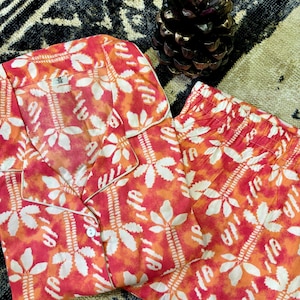 Luxury Indian Jaipur Block print High Quality Soft Cotton Floral Summer Pyjama Sleep Set, women cotton night suit, PJ set  for women, PJ set