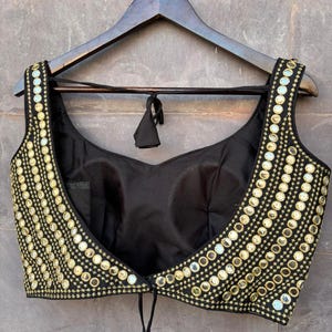 Handmade Phantom Silk Mirror Blouse: Designer Sari Top, Beautiful Blouse, Partywear Choli image 12