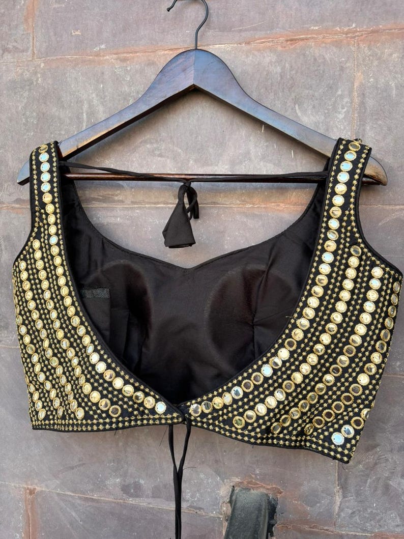 Handmade Phantom Silk Mirror Blouse: Designer Sari Top, Beautiful Blouse, Partywear Choli image 12