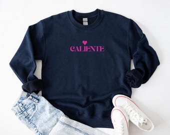 Pink Caliente Heart Sweater, Love Sweatshirt, Valentines Day Gift Tee, Heart Love Tshirt, Gift For Her, Women's Shirt