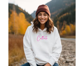 Pink Caliente Heart Hoodie, Love Sweatshirt, Valentines Day Gift Tee, Heart Love Sweater, Gift For Her, Women's Shirt
