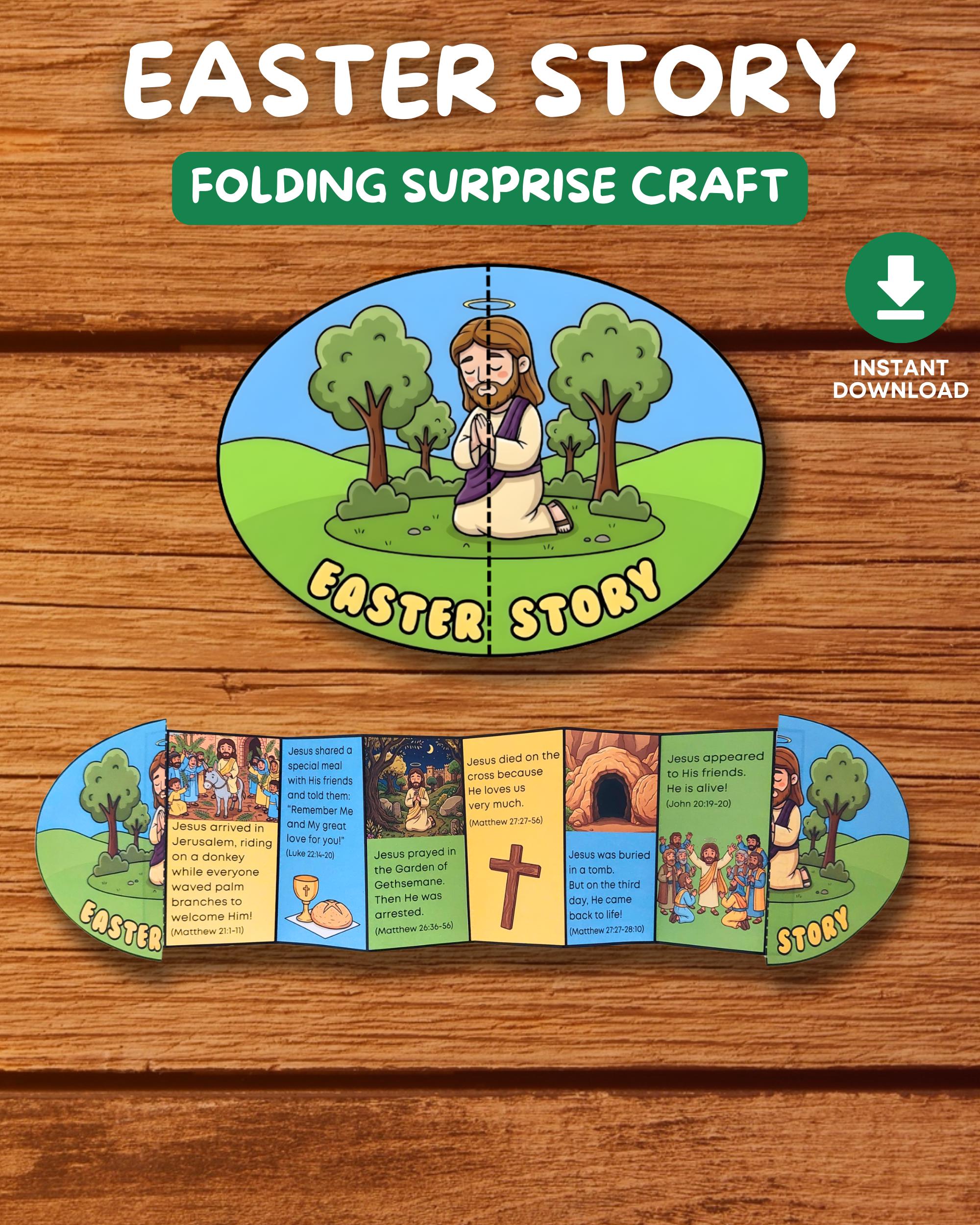 Easter Story Craft for Church Kids Printable, Christian Folding Craft ...