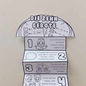 Ten Commandments Folding Surprise Craft IN GERMAN, Bible Lesson for ...