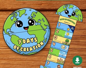 7 Days of Creation vouwkunst afdrukbaar | Bijbelactiviteit Genesis voor kerkkinderen | Christelijke zondagsschool en thuisschool pdf