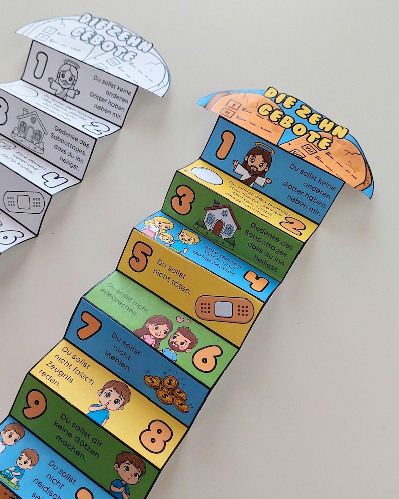 Ten Commandments Folding Surprise Craft IN GERMAN, Bible Lesson for ...