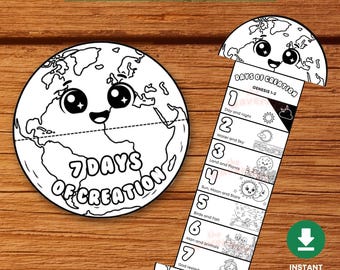 7 Days of Creation vouwverrassing, bijbelverhaalactiviteit voor christelijke kinderen, afdrukbare activiteit voor zondagsschool, VBS en thuisonderwijs