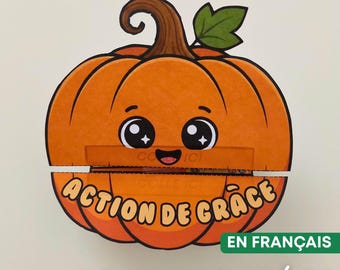 Printbaar knutselwerkje met Thanksgiving-verrassing in het Frans, christelijke dankbaarheidsactiviteit voor kinderen, vouwknutselwerkje voor thuisonderwijs, Thanksgiving voor de zondagsschool