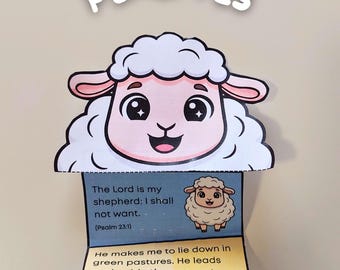 Psalm 23 Folding Surprise Craft, The Lord is my shepherd Bible Activity, VBS, Kids Sunday School Coloring Printable, Christian Homeschool