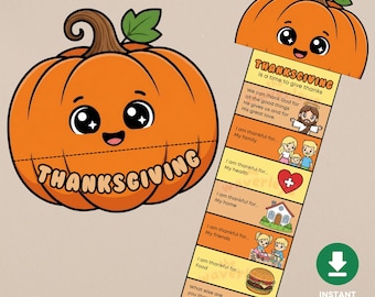Een vouwverrassing voor Thanksgiving, een printbare PDF met een christelijke activiteit voor kinderen, een dankbaarheidsactiviteit voor de zondagsschool met als thema "Ik ben dankbaar voor".