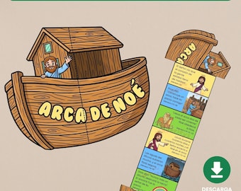 Noachs Ark Bijbel Vouwverrassing Knutselwerk (IN HET SPAANS), Printbare PDF Christelijke Activiteit voor Kinderen, Genesis Knutselwerk voor Zondagsschool & Thuisonderwijs