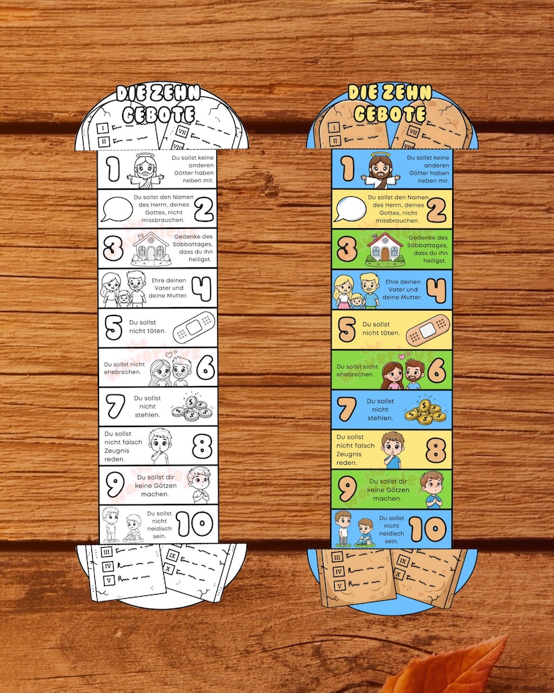 Ten Commandments Folding Surprise Craft IN GERMAN, Bible Lesson for ...