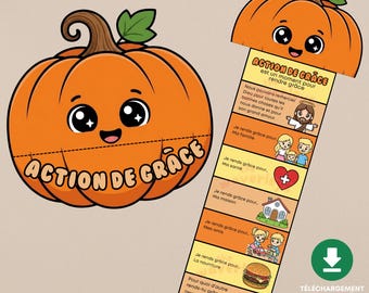 Thanksgiving-vouwverrassing in het Frans, printbare christelijke activiteit voor kinderen, 'Ik ben dankbaar voor'-dankbaarheidsactiviteit, zondagsschool