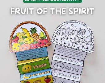 Fruit of the Spirit Bijbelvers vouwen verrassingsknutsel, afdrukbare Galaten-activiteit voor kinderen, christelijk handwerk, zondagsschool en thuisschool