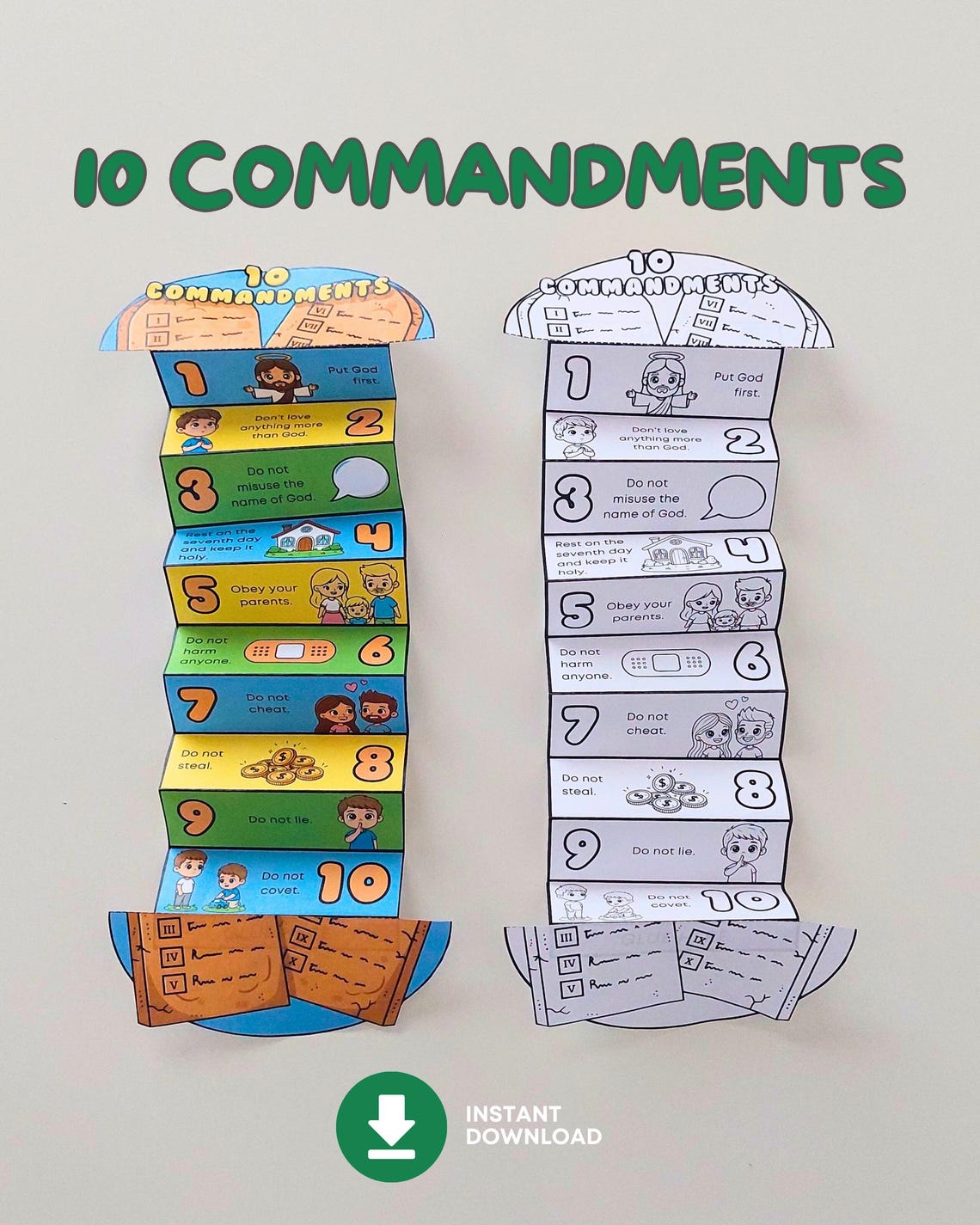 Ten Commandments Folding Surprise Craft, Obedience Bible Lesson for ...