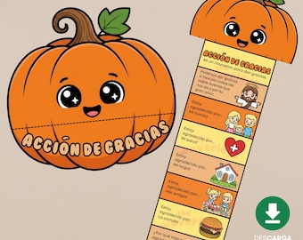 Thanksgiving-vouwverrassing (in het Spaans), printbare christelijke activiteit voor kinderen, 'Ik ben dankbaar voor'-dankbaarheidsactiviteit, zondagsschool