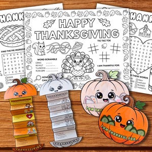 Christian Thanksgiving Activity Bundle for Kids, Give Thanks Placemat with Bible verse, Pocket Craft, Folding Activity, Sunday School PDF