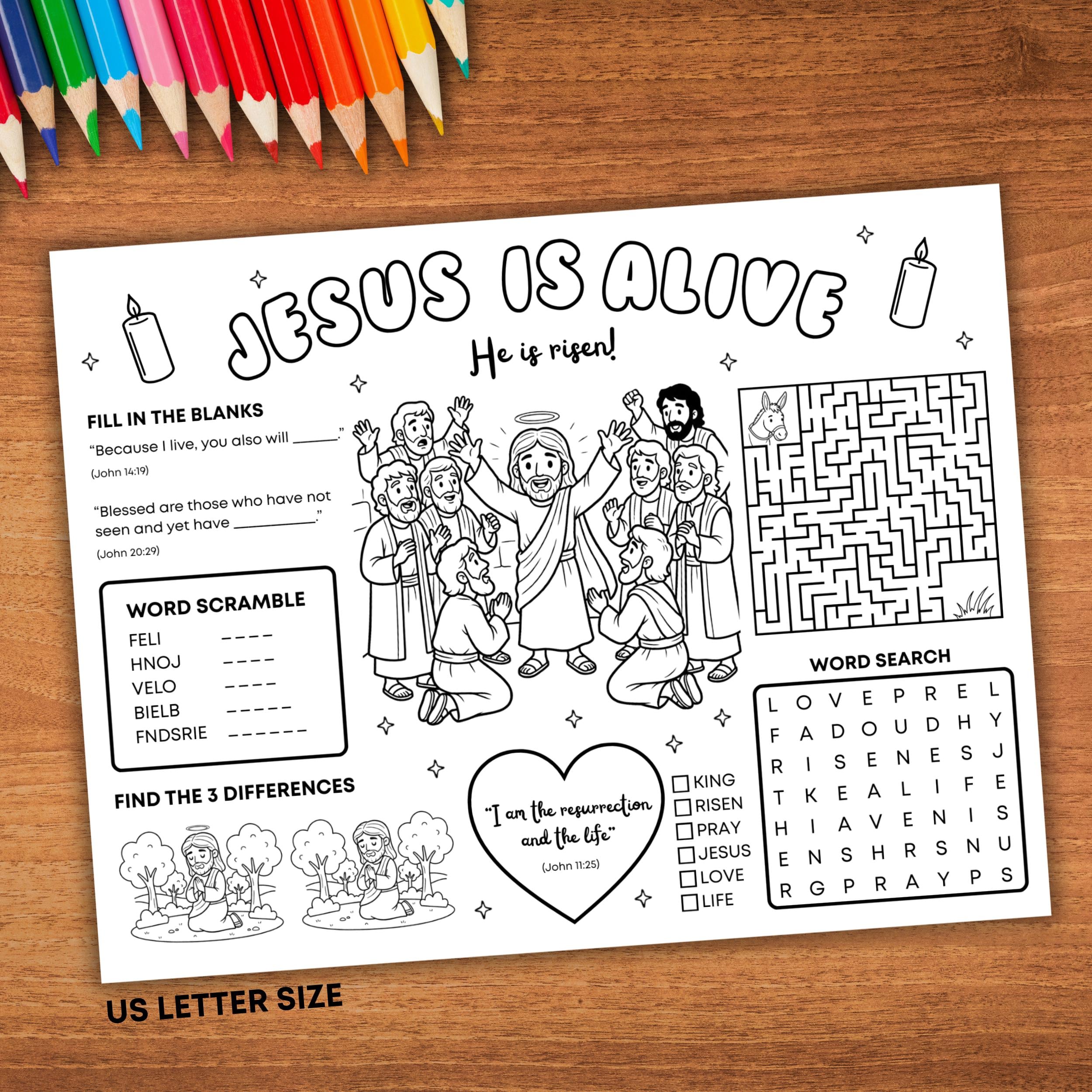 He is Alive Activity Mat for Kids, He is Risen Printable Sheet, Sunday ...