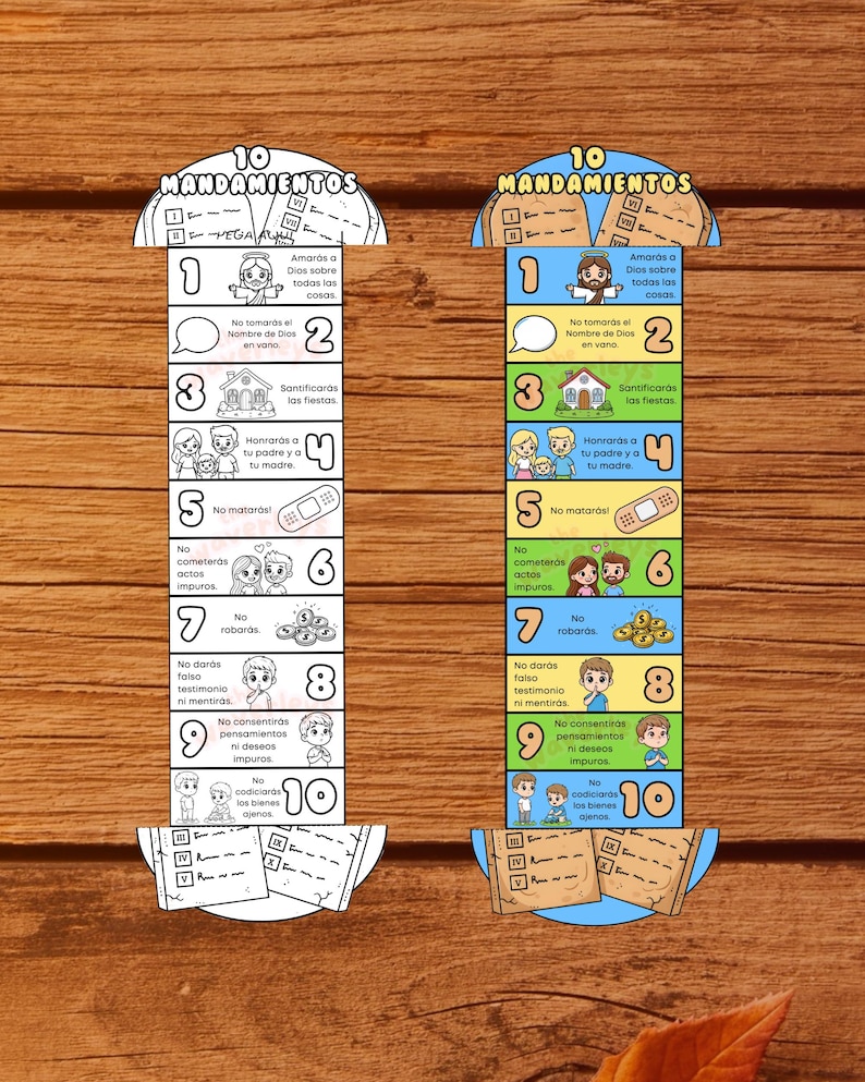 Ten Commandments Folding Surprise Craft IN SPANISH, Obedience Bible ...