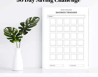 30 Days Challenge : Savings Tracker  - Digital Savings Tracker - Printable Savings Tracker - Sinking Founds Tracker