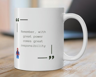 Spider-man Mug, With Great Power Comes Great Responsibility Mug, Spider-Man 11oz Ceramic Mug, Spiderman Gift Idea, Gifts For Him