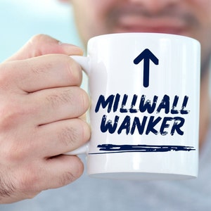 Millwall FC Mug: 11oz Ceramic &#39;Millwall Wanker&#39; Inscription