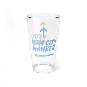 Manchester City Drinking Glass - Unique Glassware Football Present & Man City Gift