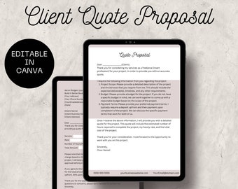 Freelance Quote Invoice Template, Professional Business Services, Customizable and Easy to use, PDF download, canva editable