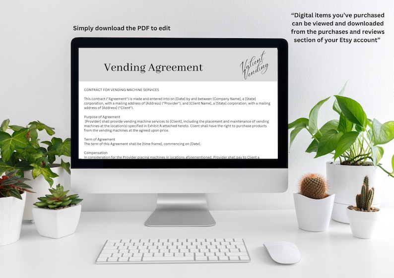 Vending Machine Agreement Template Customizable Editable Etsy