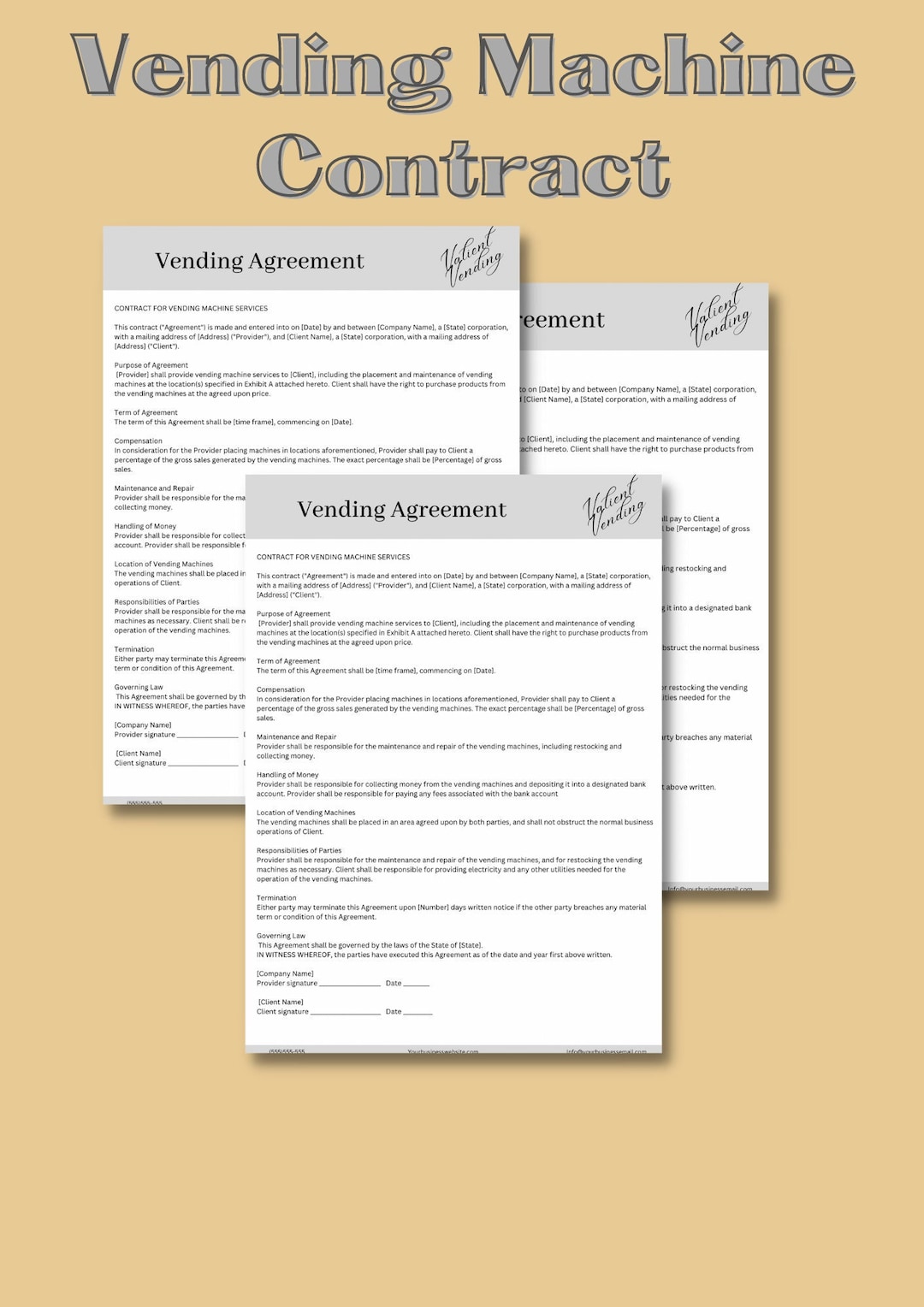 Vending Machine Agreement Template Customizable Editable Etsy Vending Machine Agreement Template Customizable Editable Etsy