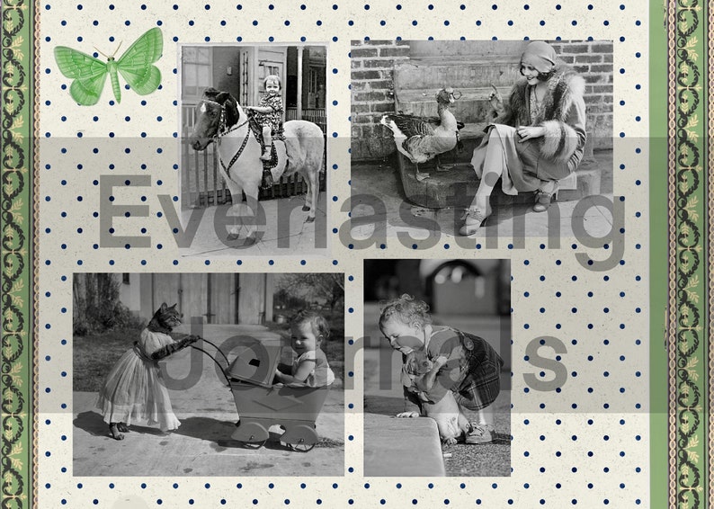 Pictures of the past - Set 11 - Ephemera Pictures Printables, digitaal, junk journal kit, collage, vintage, scrapbook, 8 A4 pagina’s image 3