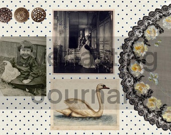 Pictures of the past - Set 11 - Ephemera Pictures Printables, digitaal, junk journal kit, collage, vintage, scrapbook, 8 A4 pagina’s