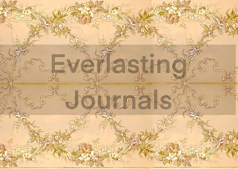 May include: A vintage floral design with a gold ribbon border and the text "Everlasting Journals" in the center.
