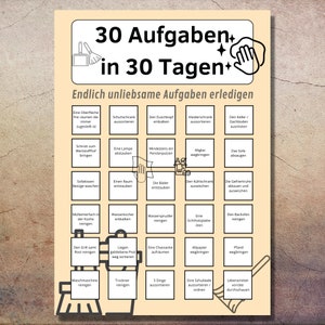 30 tasks in 30 days | Habit Tracker | daily tasks to clear out | 30 Day Challenge download | Clean Up Challenge A3 A4 A5