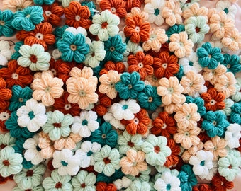 Puff Crochet Flowers for craft, Pack of Flower DIY material, DIY flower bags and purses, Flower decoration, halloween decoration