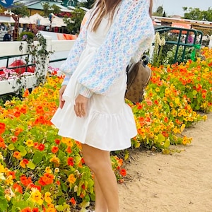 Jasmine flowers Crochet shrug cardigan