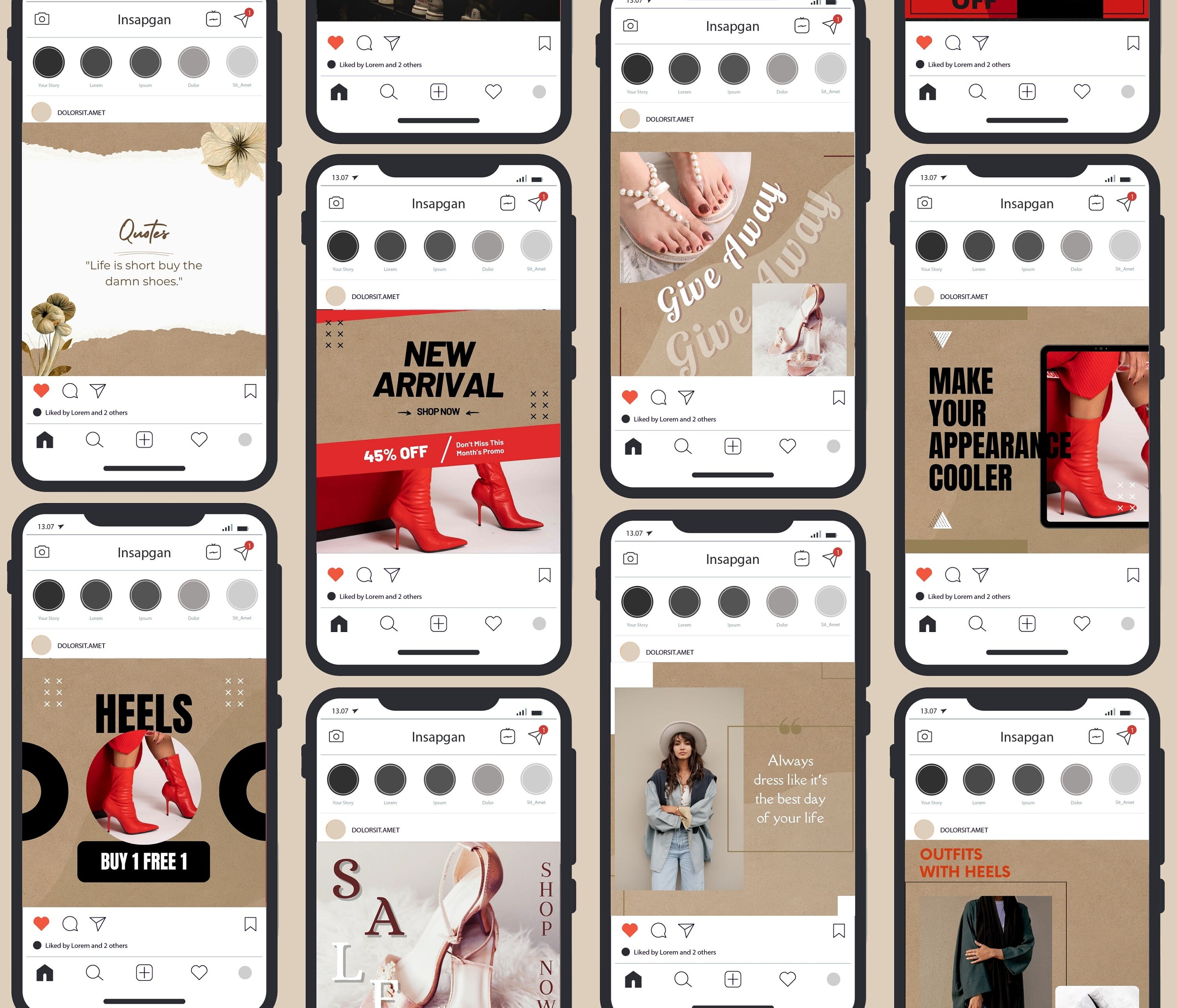 100 Heels and Shoes Instagram Canva Template, Instagram Templates for ...