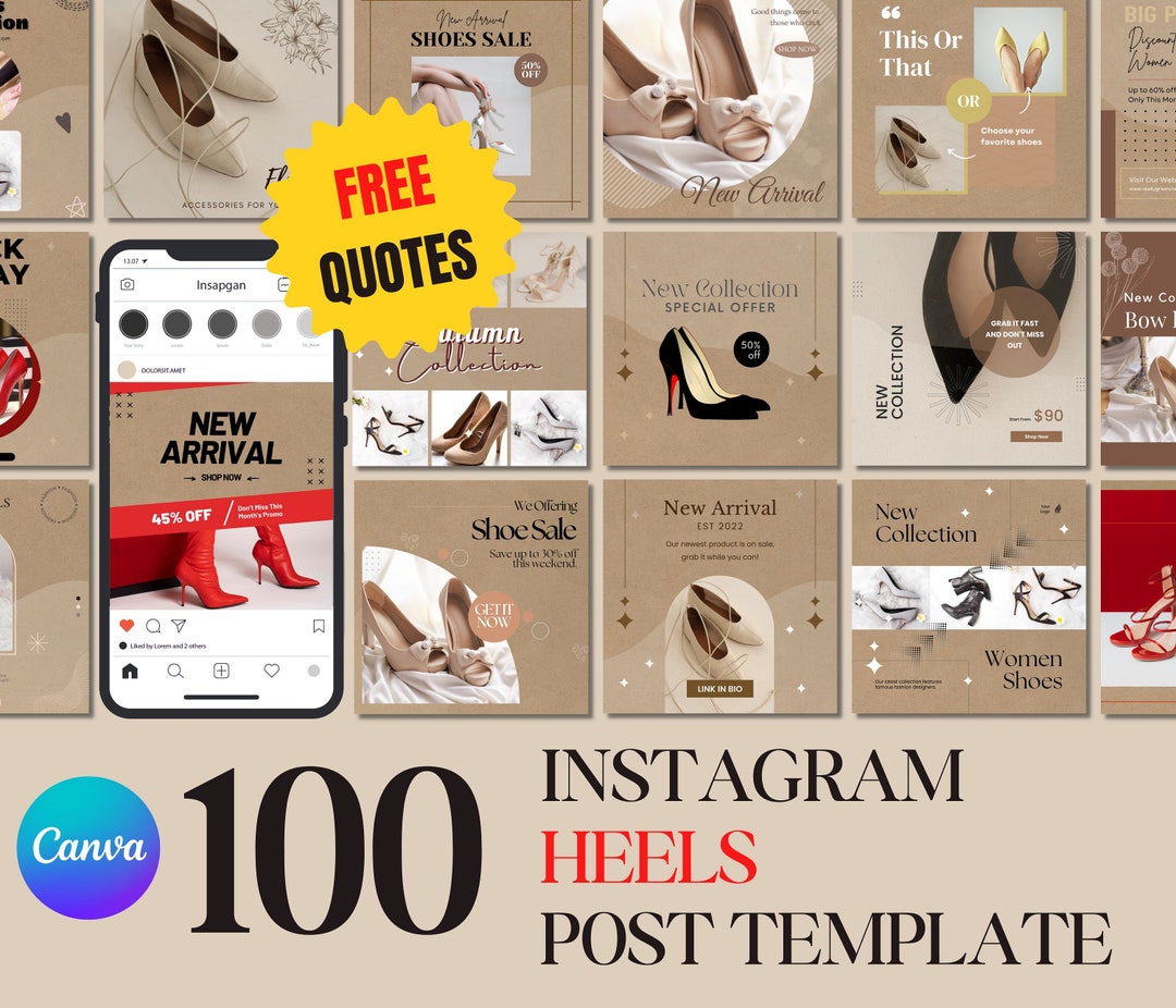 100 Heels and Shoes Instagram Canva Template, Instagram Templates for ...