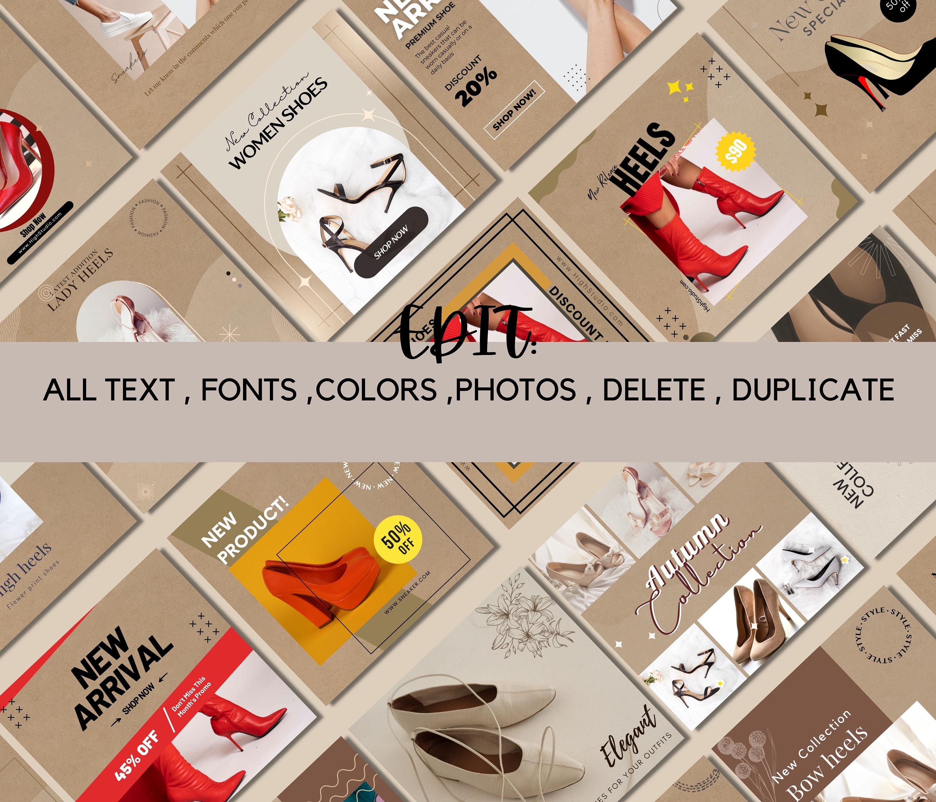 100 Heels and Shoes Instagram Canva Template, Instagram Templates for ...