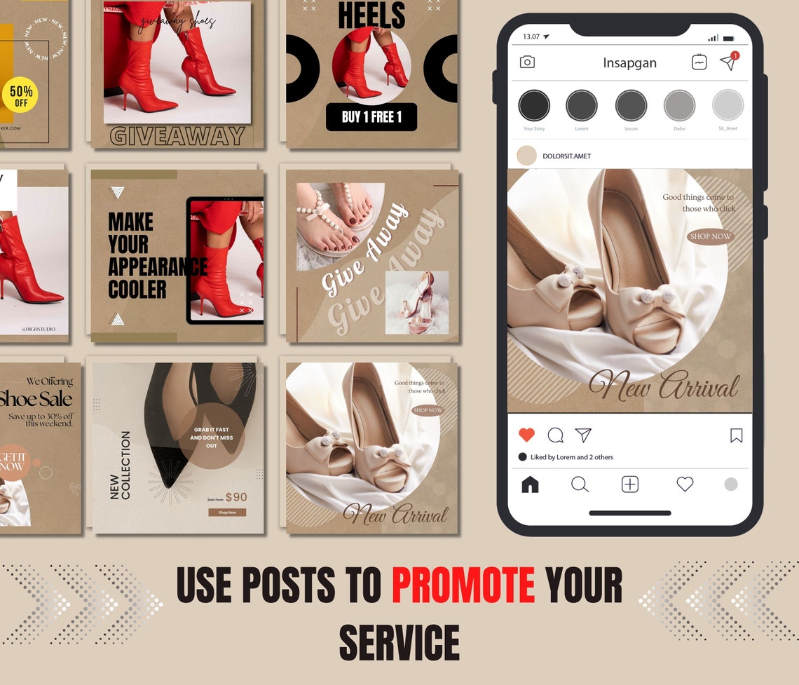 100 Heels and Shoes Instagram Canva Template, Instagram Templates for ...