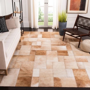 Nouvelle Collection cuir de vache Patchwork marron tapis en cuir tapis décor à la maison cadeau livraison gratuite