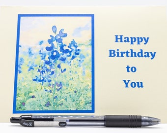 Printable Happy Birthday Card To You with Bluebonnets