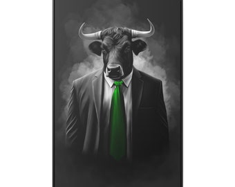 Wall Street Bull Oil Painting Print | Stock Market Luxury Wall Art | Stock Market Bull | Stock Market Wall Art | Oversized Wall Art