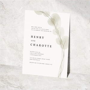 Modèle d&#39;Invitation de mariage de verdure Eucalyptus, Invitation imprimable, texte 100 % modifiable, Templett, téléchargement immédiat [C024]
