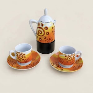 Juego de ollas Moka de porcelana Claraluna - Vintage 90s Ghirigori 2 tazas