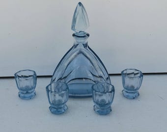 Juego de decantador de licor de vidrio, 4 vasos de chupito con botella.